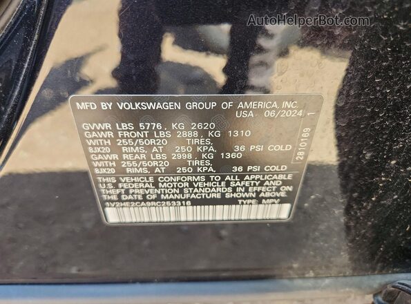 1V2HE2CA9RC253316 2024 VOLKSWAGEN ATLAS Black Engine compartment view
