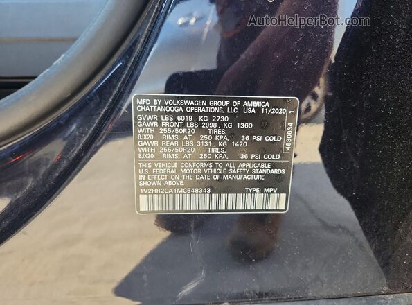 1V2HR2CA1MC548343 2021 VOLKSWAGEN ATLAS Черный Вид подкапотного пространства