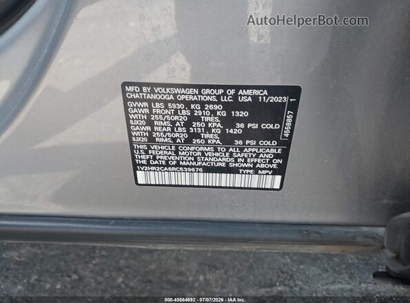 1V2HR2CA6RC539676 2024 VOLKSWAGEN ATLAS Gray Vista del compartimento del motor