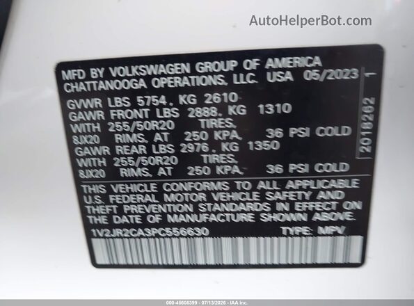 1V2JR2CA3PC556630 2023 VOLKSWAGEN ATLAS Белый Вид подкапотного пространства