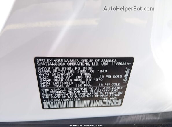 1V2JR2CA7RC534326 2024 VOLKSWAGEN ATLAS White Widok komory silnika