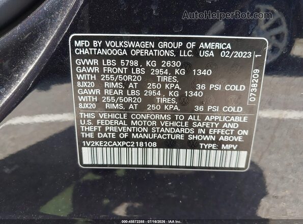 1V2KE2CAXPC218108 2023 VOLKSWAGEN ATLAS Black Вид підкапотного простору