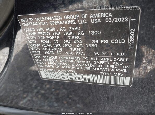 1V2LC2CA1PC220775 2023 VOLKSWAGEN ATLAS Black Widok komory silnika