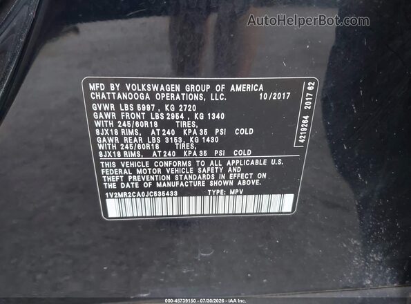 1V2MR2CA0JC535433 2018 VOLKSWAGEN ATLAS Black Շարժիչի բաժամունքի տեսք