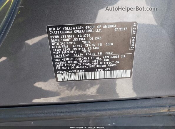 1V2MR2CA9JC516184 2018 VOLKSWAGEN ATLAS Gray Vista del compartimento del motor