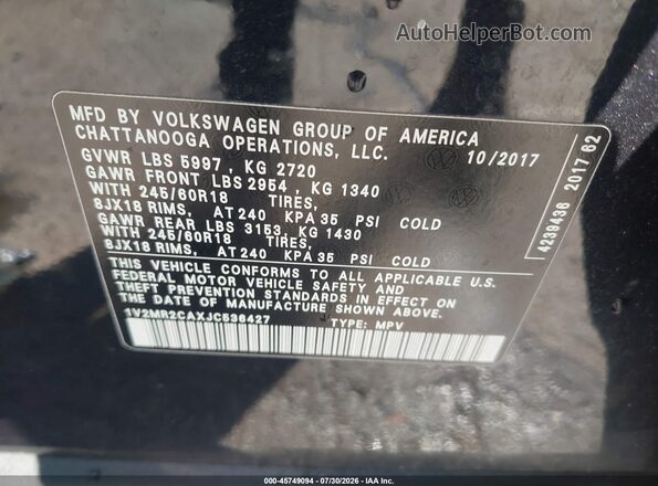 1V2MR2CAXJC536427 2018 VOLKSWAGEN ATLAS Black Widok komory silnika
