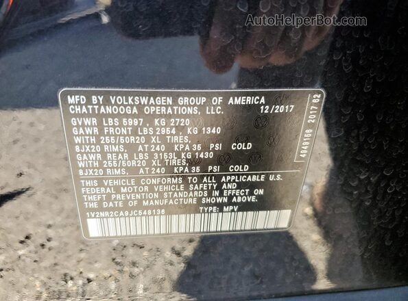 1V2NR2CA9JC548136 2018 VOLKSWAGEN ATLAS Black VIN sticker view