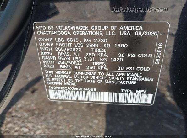 1V2NR2CAXMC534556 2021 VOLKSWAGEN ATLAS Черный Вид подкапотного пространства