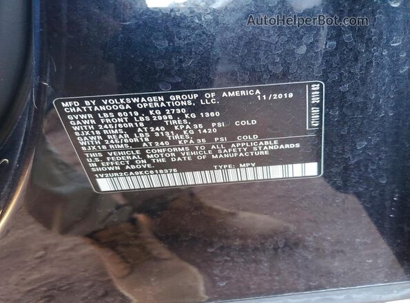 1V2UR2CA9KC618375 2019 VOLKSWAGEN ATLAS Black Панорамний вид салону 360°