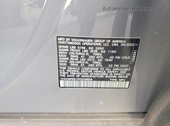1V2VMPE81PC026809 2023 VOLKSWAGEN ID.4 Gray VIN sticker view