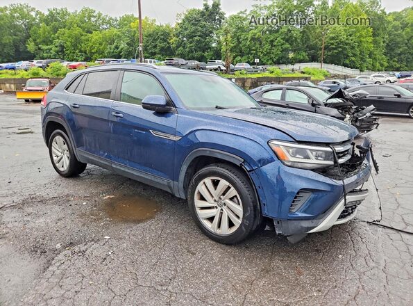 1V2WC2CA1MC217934 2021 VOLKSWAGEN ATLAS Blue Przód prawy