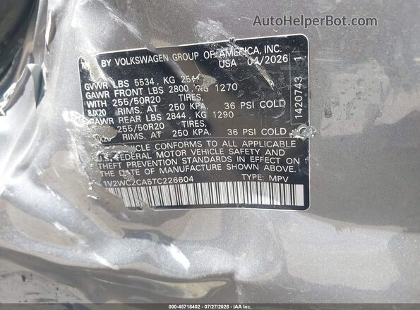 1V2WC2CA5TC226604 2026 VOLKSWAGEN ATLAS Silver ძრავის განყოფილების ხედი