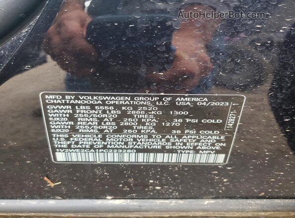1V2WE2CA1PC223280 2023 VOLKSWAGEN ATLAS Black VIN կոդի պիտակի տեսք
