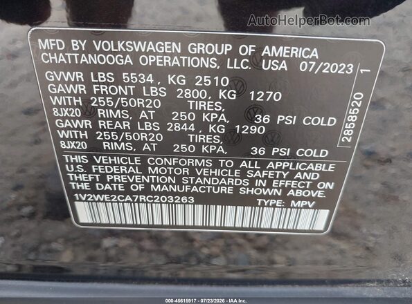 1V2WE2CA7RC203263 2024 VOLKSWAGEN ATLAS Черный Вид подкапотного пространства