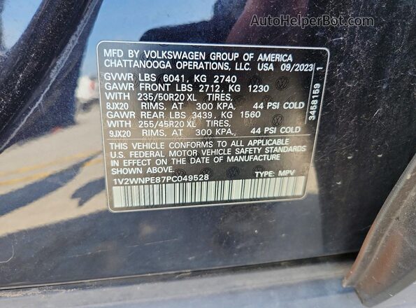 1V2WNPE87PC049528 2023 VOLKSWAGEN ID.4 Black VIN კოდის სტიკერის ხედი