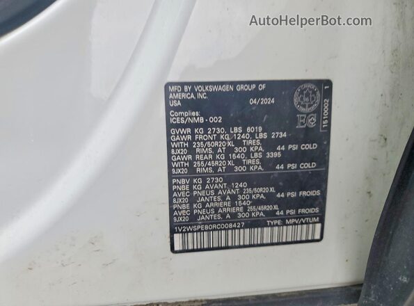 1V2WSPE80RC008427 2024 VOLKSWAGEN ID.4 White Widok komory silnika