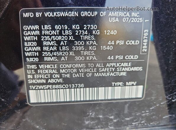 1V2WSPE88SC013736 2025 VOLKSWAGEN ID.4 Black Vista del compartimento del motor