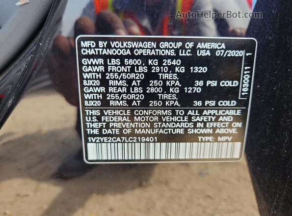 1V2YE2CA7LC219401 2020 VOLKSWAGEN ATLAS Черный Вид подкапотного пространства