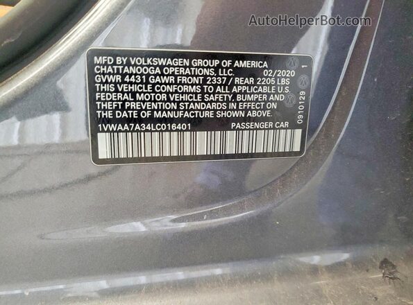 1VWAA7A34LC016401 2020 VOLKSWAGEN PASSAT Gray Engine compartment view