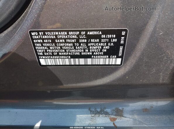 1VWAS7A33GC055418 2016 VOLKSWAGEN PASSAT Gray Engine compartment view