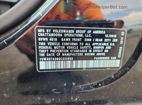 1VWAS7A36GC023689 2016 VOLKSWAGEN PASSAT Black Engine compartment view
