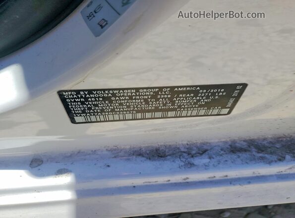 1VWAT7A36GC038075 2016 VOLKSWAGEN PASSAT White Вид підкапотного простору