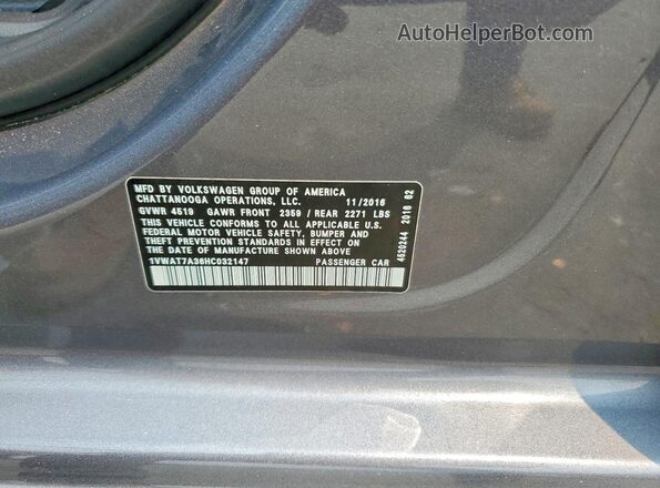 1VWAT7A36HC032147 2017 VOLKSWAGEN PASSAT Gray Engine compartment view