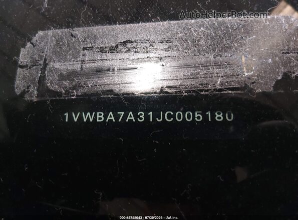 1VWBA7A31JC005180 2018 VOLKSWAGEN PASSAT Черный Вид подкапотного пространства