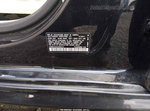 1VWBA7A34JC020174 2018 VOLKSWAGEN PASSAT Black Շարժիչի բաժամունքի տեսք