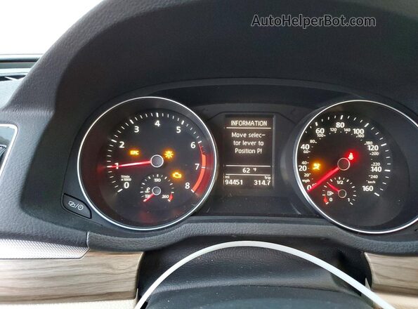 1VWBS7A39GC023822 2016 VOLKSWAGEN PASSAT White Widok zestawu wskaźników