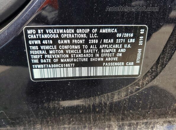 1VWBT7A30HC016577 2017 VOLKSWAGEN PASSAT Черный Вид подкапотного пространства