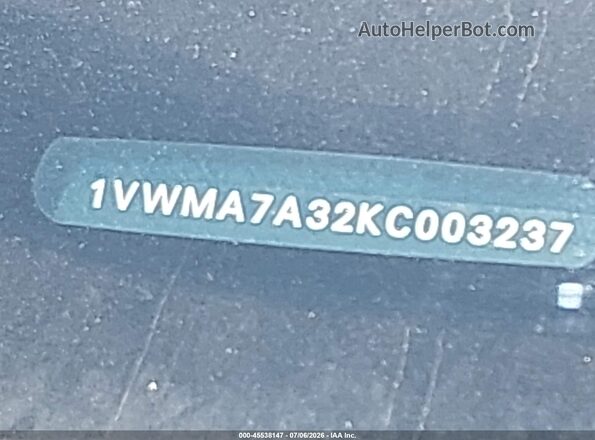 1VWMA7A32KC003237 2019 VOLKSWAGEN PASSAT White 
