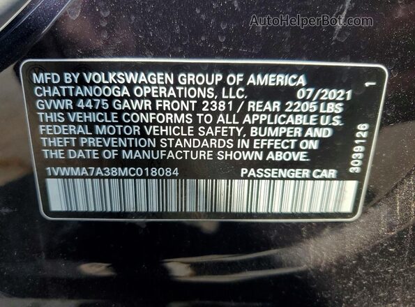 1VWMA7A38MC018084 2021 VOLKSWAGEN PASSAT Черный Вид подкапотного пространства