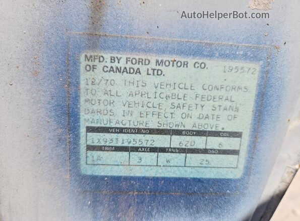 1X93T195572 1971 FORD MAVERICK Синий Вид подкапотного пространства