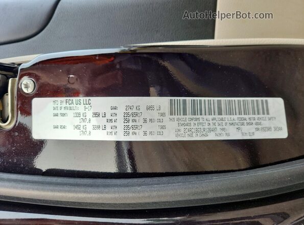 2C4RC1BG3JR126407 2018 CHRYSLER PACIFICA Purple Панорамний вид салону 360°