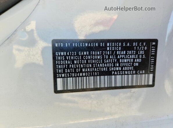 3VWE57BU4MM021191 2021 VOLKSWAGEN JETTA White VIN կոդի պիտակի տեսք