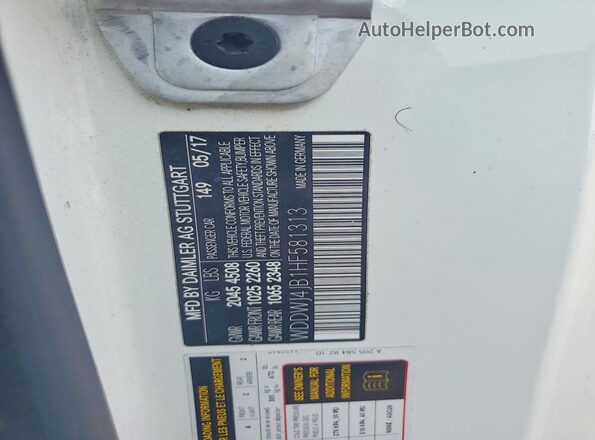 WDDWJ4JB1HF581313 2017 MERCEDES-BENZ C White Vista de la etiqueta del VIN