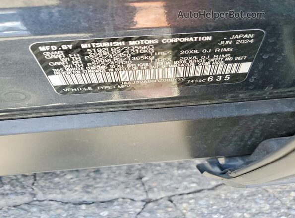 JA4J3VA86RZ080422 2024 MITSUBISHI OUTLANDER Charcoal სალონის 360-გრადუსიანი ხედი