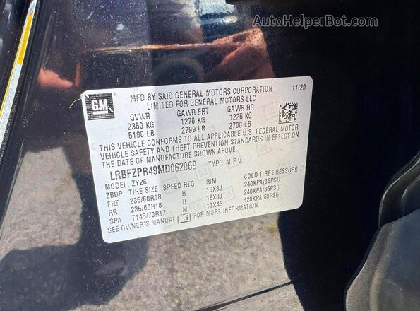 LRBFZPR49MD062069 2021 BUICK ENVISION Black Widok tylnych siedzeń