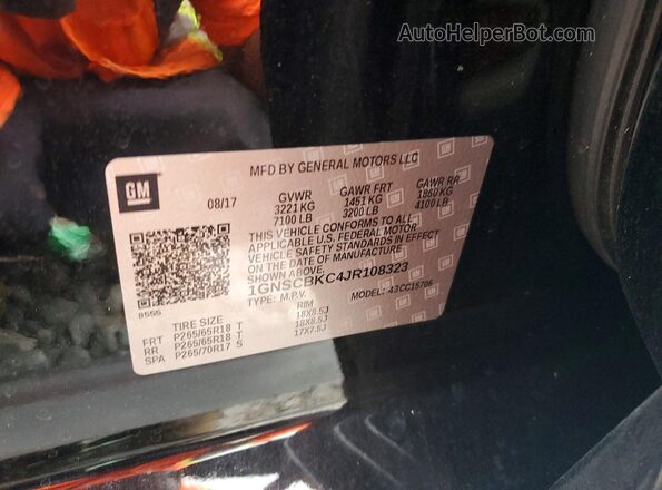 1GNSCBKC4JR108323 2018 CHEVROLET TAHOE Black Սալոնի 360 աստիճան տեսք