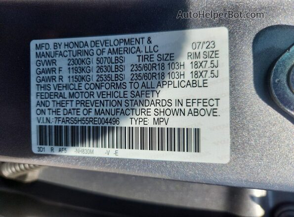 7FARS5H55RE004496 2024 HONDA CR-V Silver Սալոնի 360 աստիճան տեսք