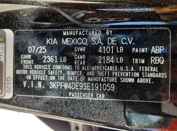 3KPFW4DE9SE191059 2025 KIA K4 Black 