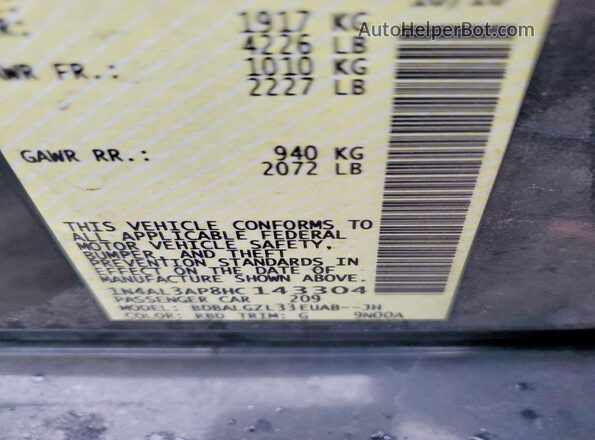 1N4AL3AP8HC143304 2017 NISSAN ALTIMA Black VIN sticker view