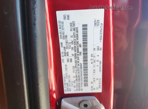 1FMCU0G74GUC28957 2016 FORD ESCAPE Red Vista interior de 360 grados