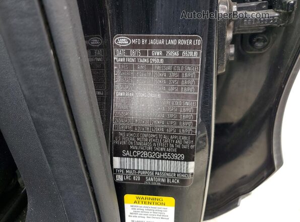 SALCP2BG2GH553929 2016 LAND ROVER DISCOVERY Black Widok wnętrza 360 stopni