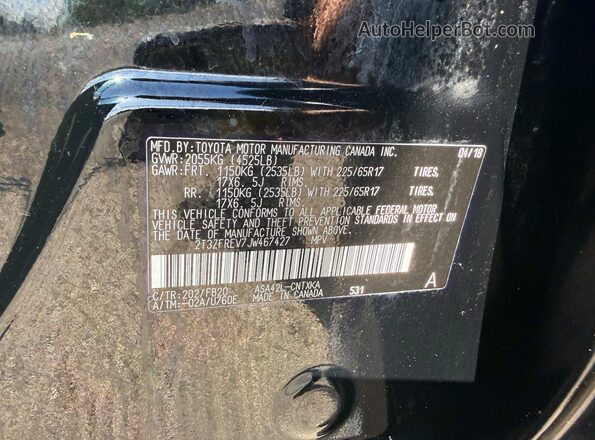 2T3ZFREV7JW467427 2018 TOYOTA RAV4 Black Vista interior trasera
