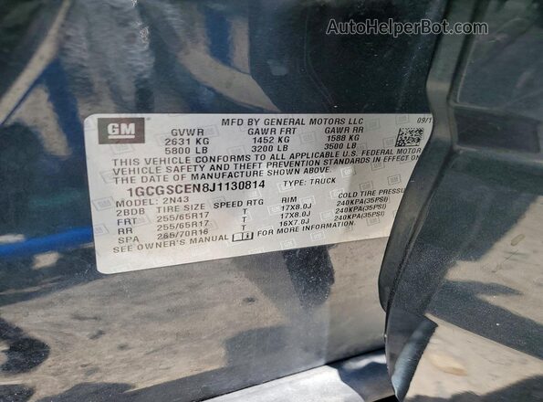 1GCGSCEN8J1130814 2018 CHEVROLET COLORADO Charcoal VIN sticker view