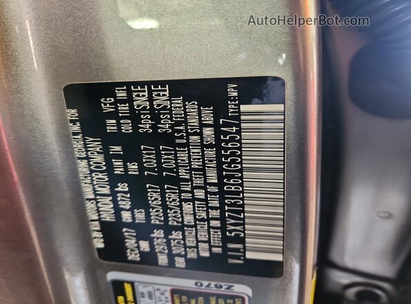 5XYZT3LB6JG556547 2018 HYUNDAI SANTA Gray Widok wnętrza 360 stopni
