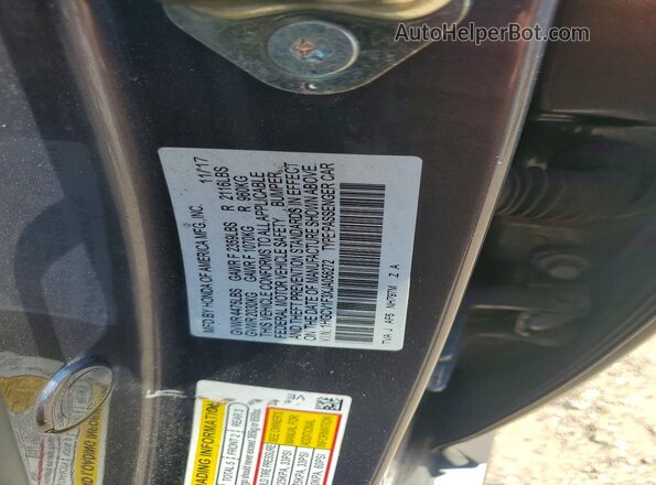 1HGCV1F3XJA056272 2018 HONDA ACCORD Серый Вид наклейки с VIN-кодом