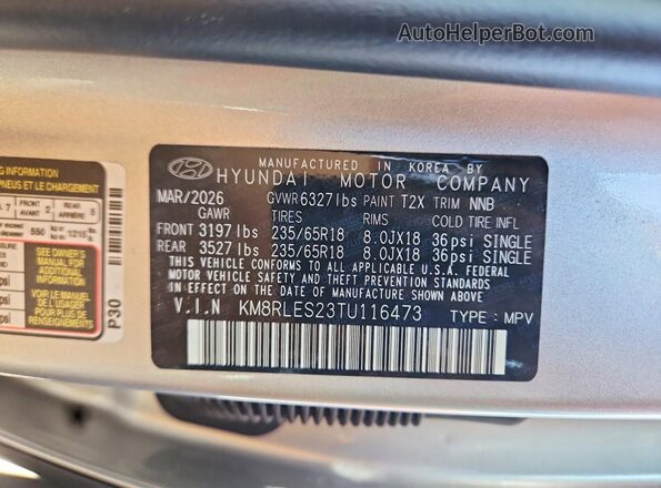 KM8RLES23TU116473 2026 HYUNDAI PALISADE Silver 